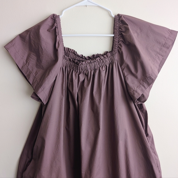 Gap Mocha Mousse Flutter Sleeve Babydoll Mini Dress Cottagecore Peasantcore - Picture 4 of 7